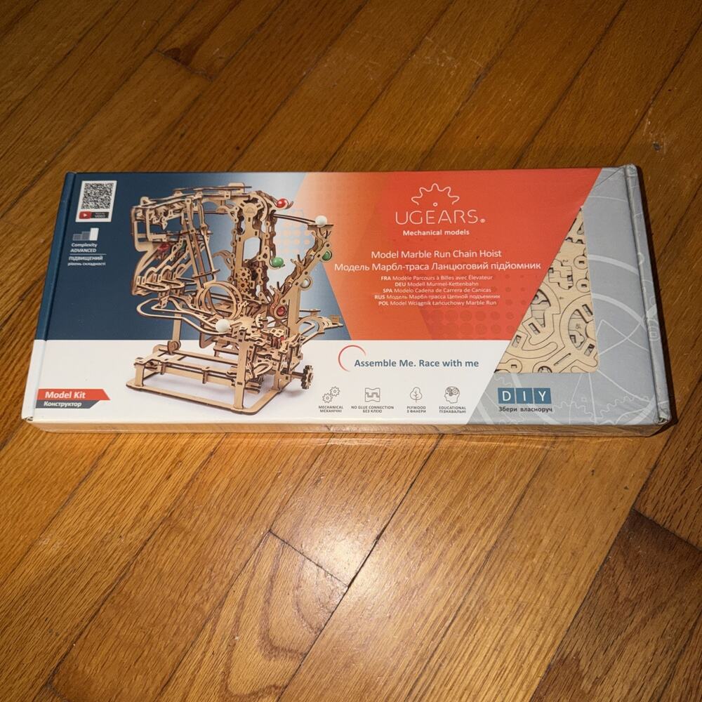 UGears Marble Run Chain Hoist Wooden KIT 3D Puzzle DIY Self Assembly New Sealed